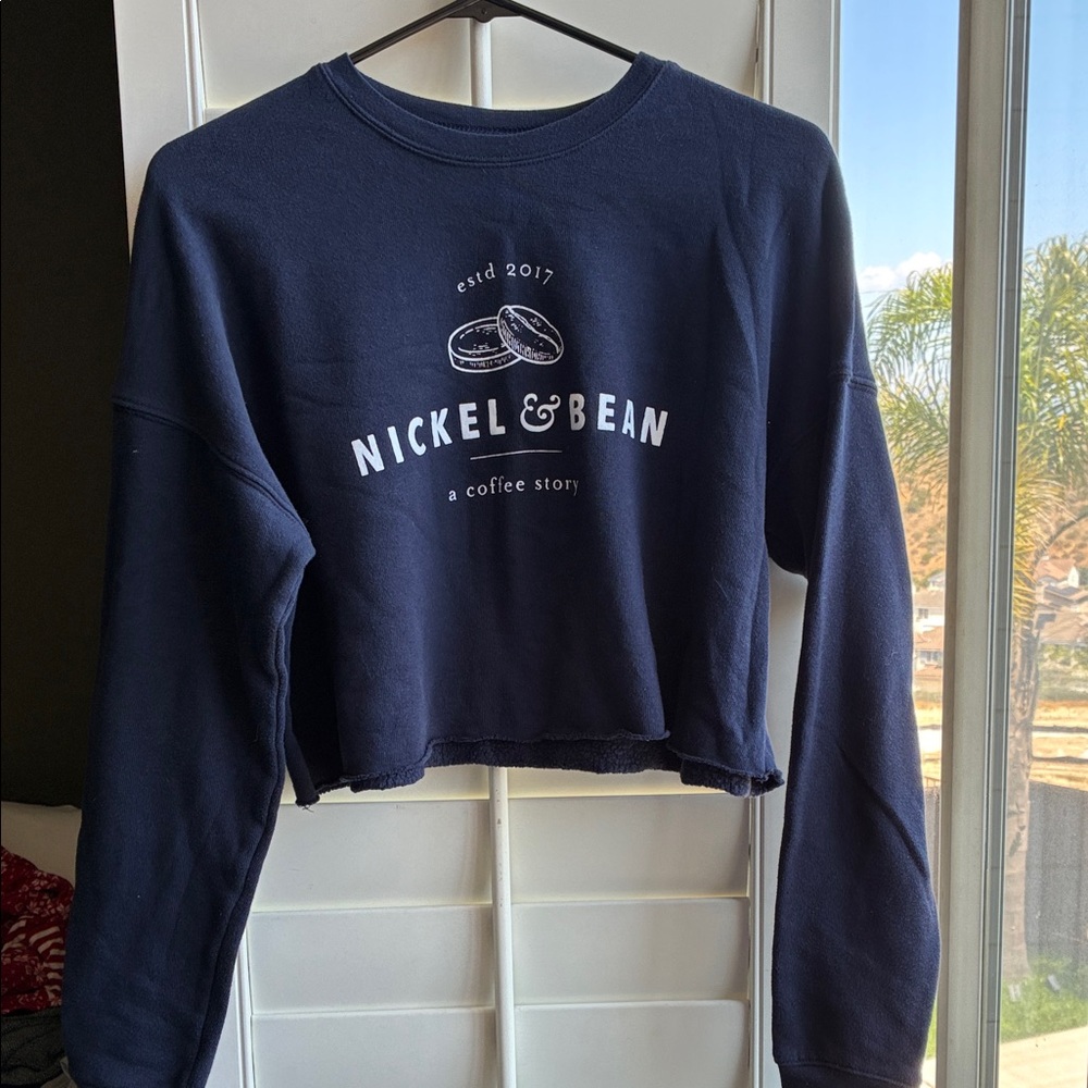 Navy Blue Nickel & Bean Cropped Sweatshirt